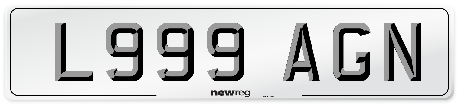 L999 AGN Number Plate from New Reg